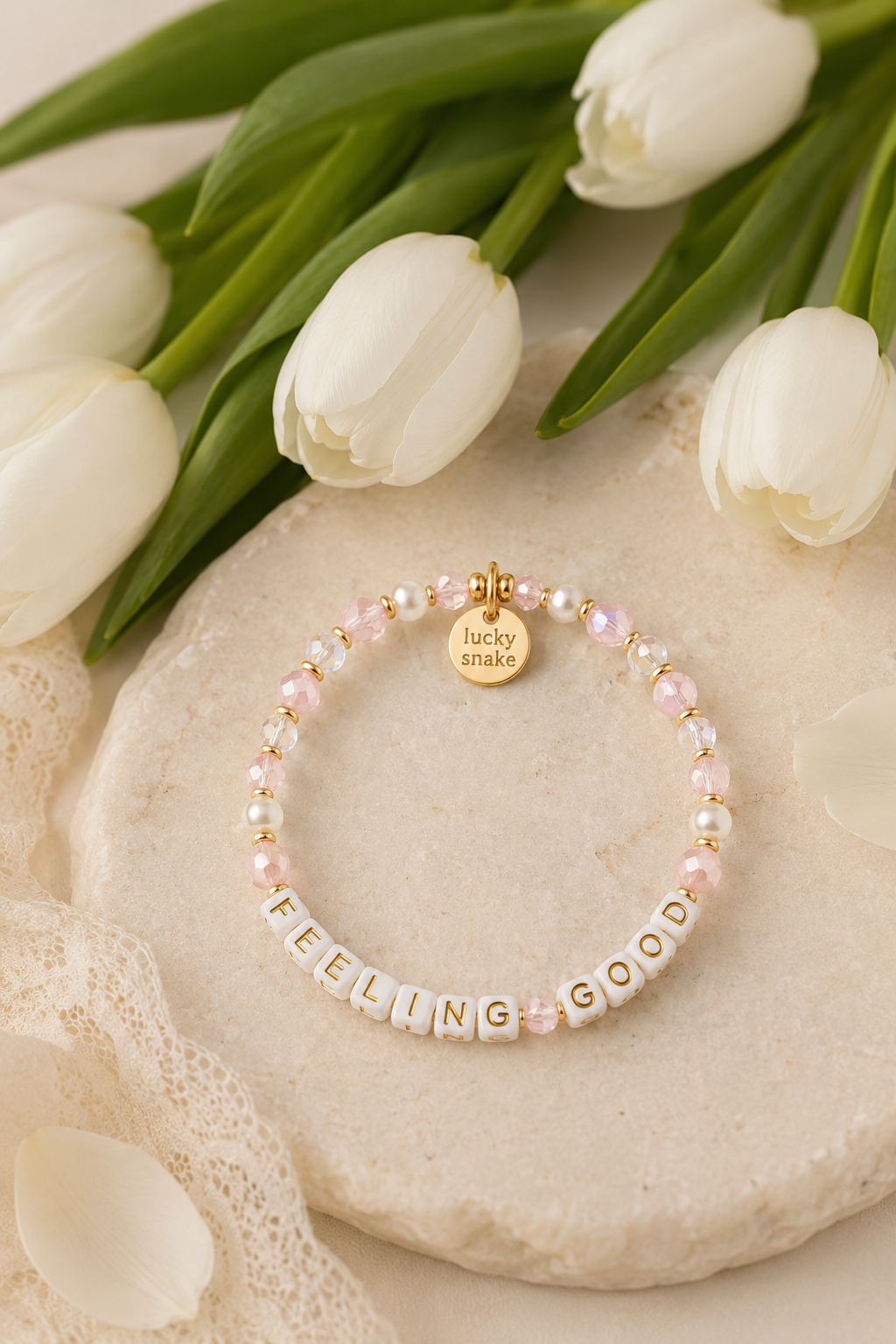 Custom FEELING GOOD Bead Bracelet