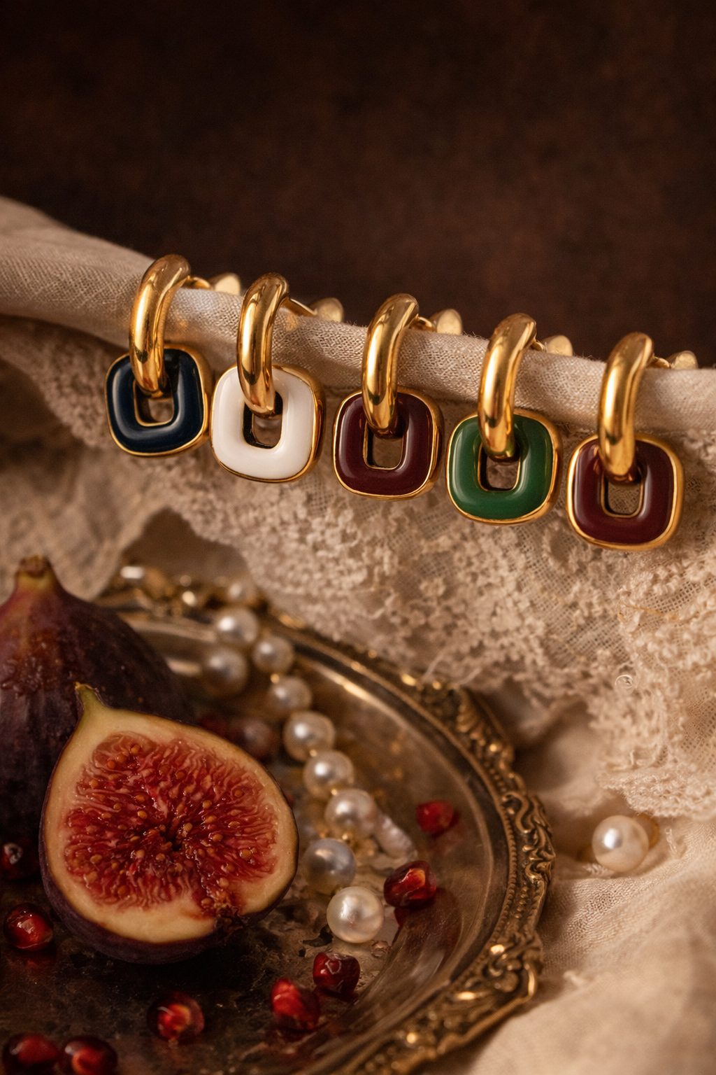 Double Hoop Link Drop Earrings