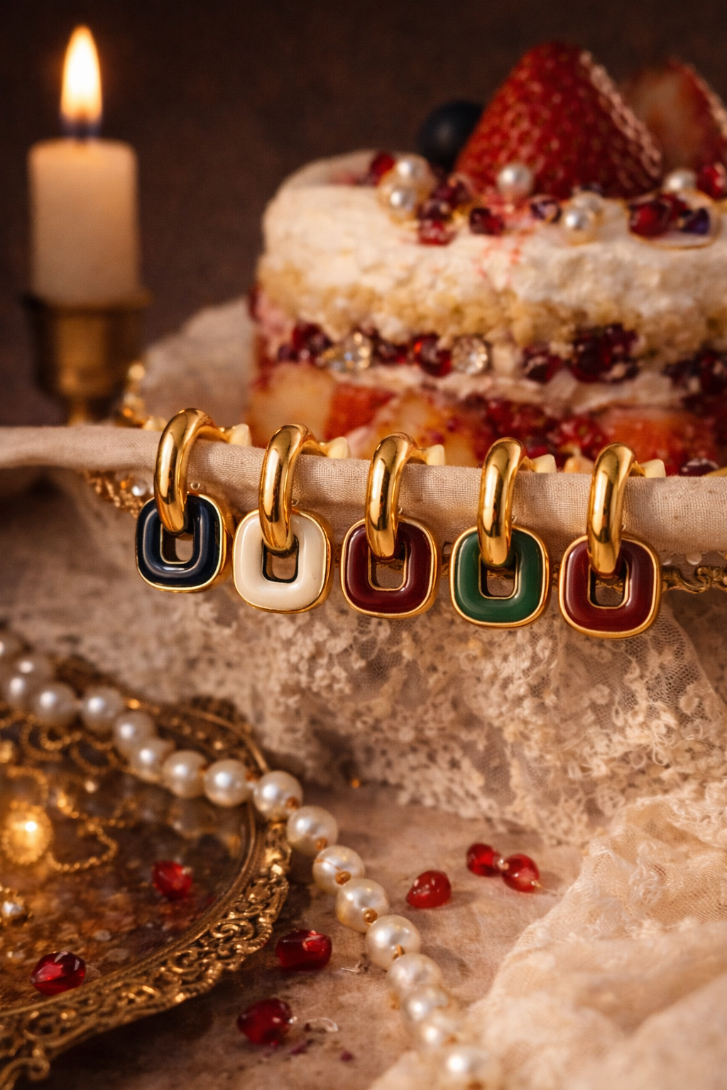 Double Hoop Link Drop Earrings