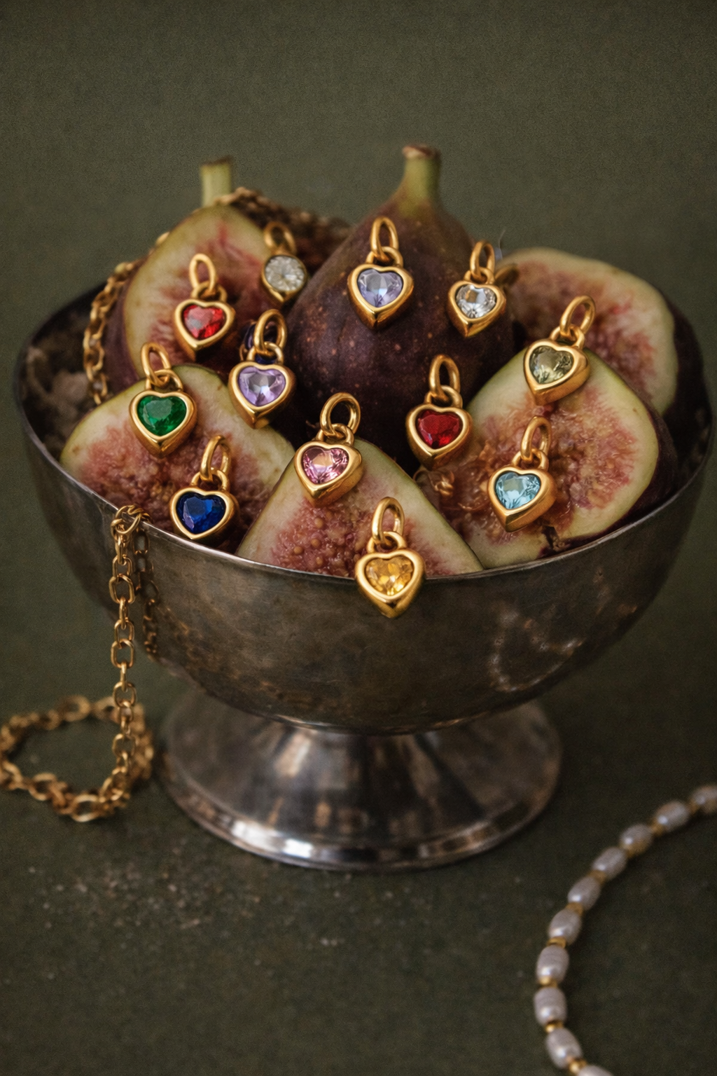 Heart-shaped Birthstone Charm Pendants