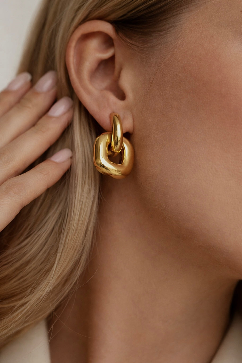 Rectangle Hoop Link Earrings