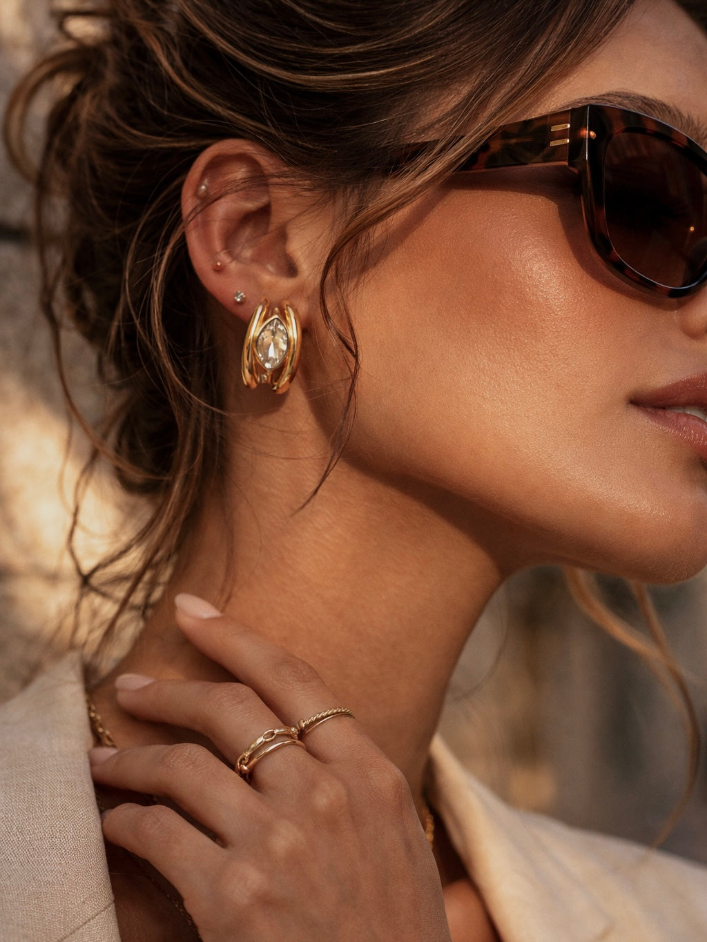 Sculptural Half Circle Statement Stud Earrings
