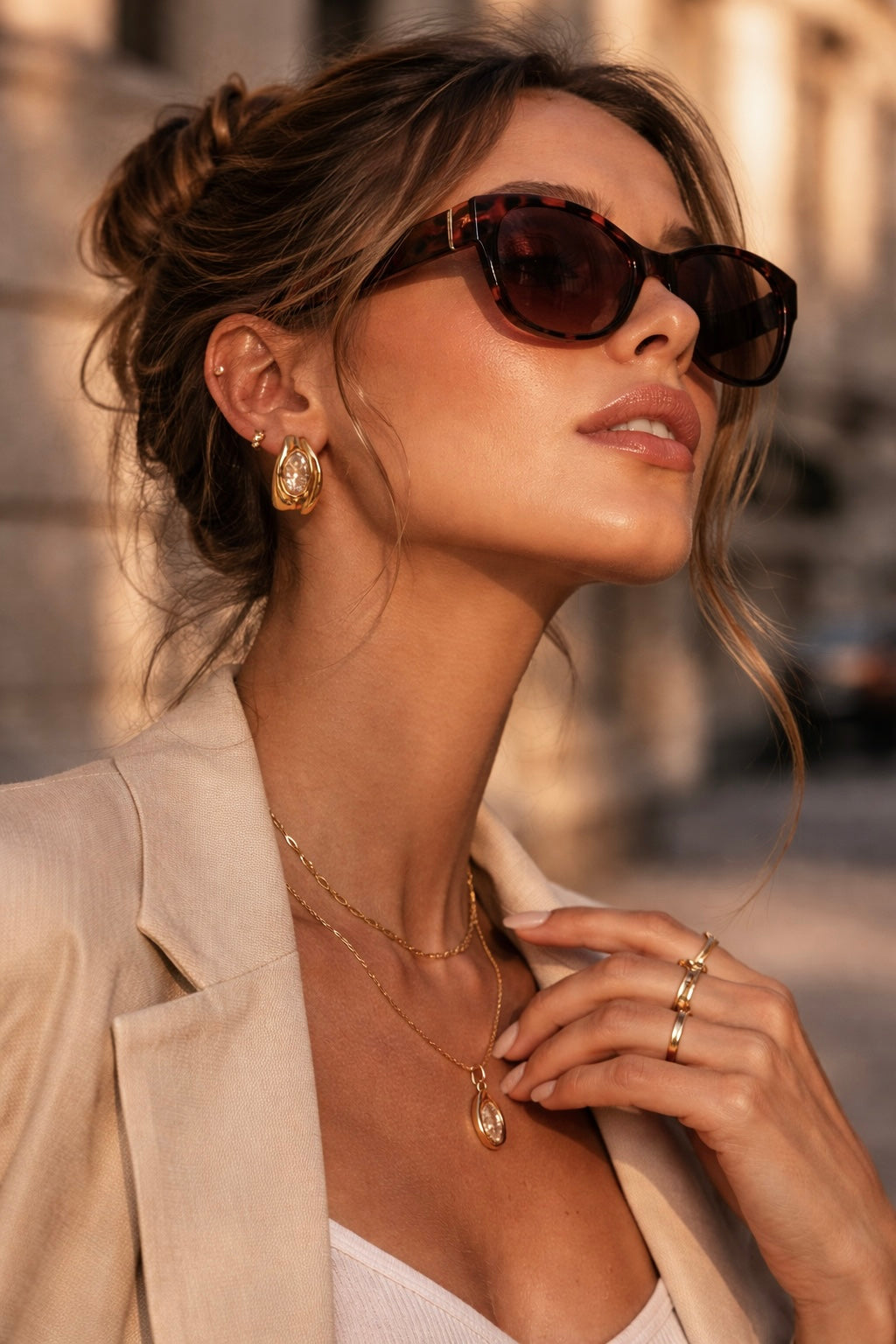 Sculptural Half Circle Statement Stud Earrings