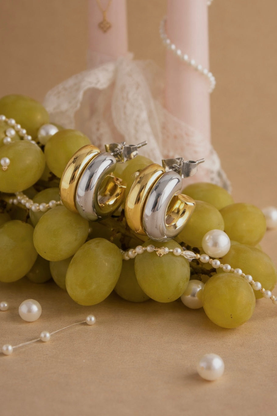 Two Tone Double Row Hoop Earrings