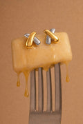 Two Tone Cross Earrings